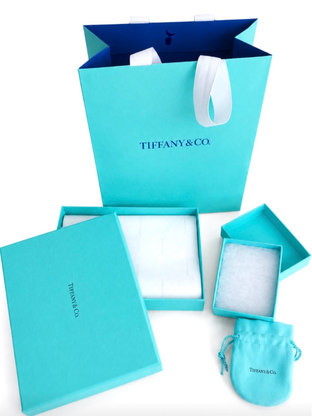 Tiffany & Co Packaging Set Shopping Bag 2 Gift Boxes Pouch Gift Authentic NEW